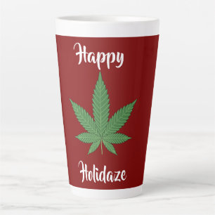 Happy Holidaze Weed Leaf Personalised Latte Mug
