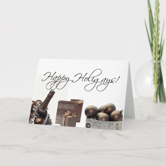 Happy Holigays gay lesbian christmas card sepia (Front)