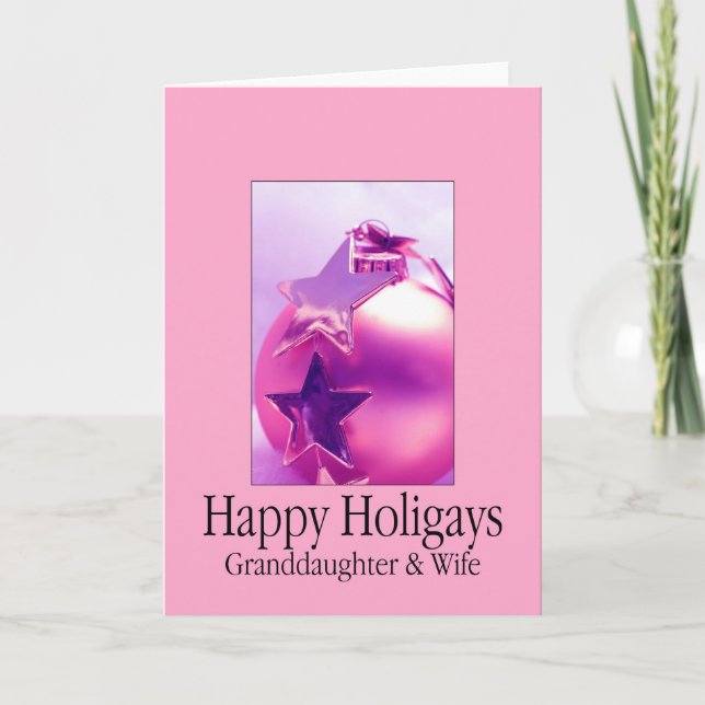 Happy Holigays Granddaughter & Wife Holiday Card (Front)