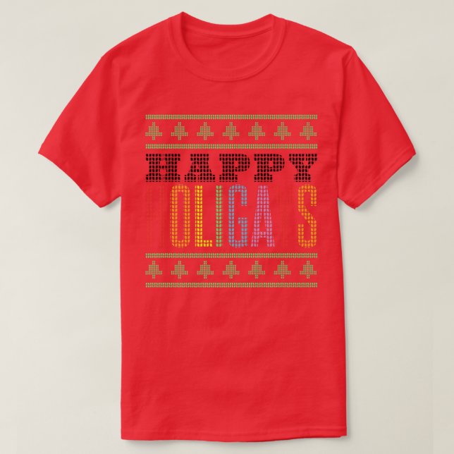Happy Holigays LGBT Gay Christmas  T-Shirt (Design Front)