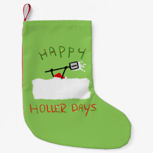 Happy Hollerdays 5 - shoveling snow. Small Christmas Stocking