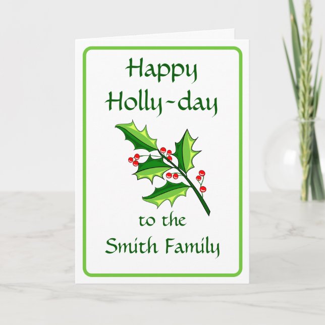 Happy Holly Day Folded Greeting Card (Front)