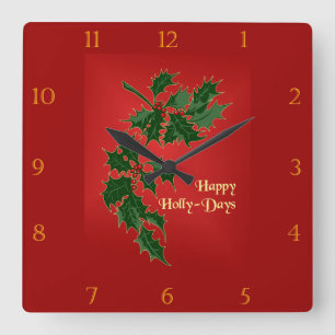 Happy Holly-Days Christmas Clock