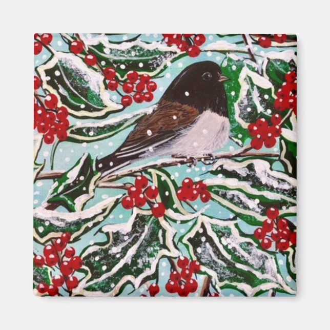 Happy Holly Junco Magnet (Front)