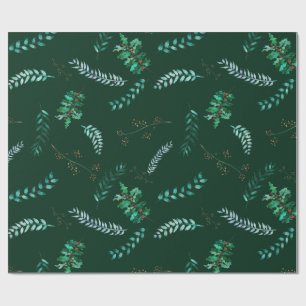 Happy Holly Leaves Wrapping Paper
