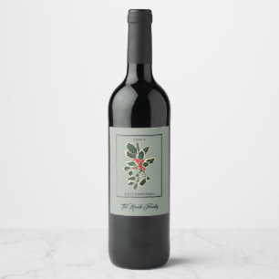 Happy Holly  Personalize Christmas Wine Label