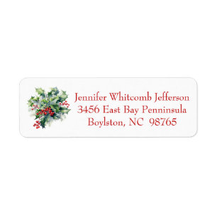 Happy Holly! Return Address Label