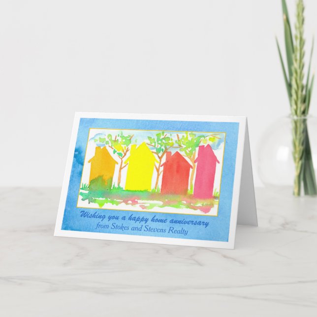 Happy Home Anniversary From Realtor Houses Card (Front)