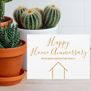 Happy Home Anniversary Real Estate Company Gold Card