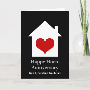 Happy Home Anniversary Real Estate House Heart Card