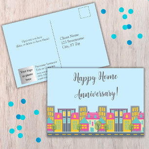 Happy Home Anniversary Realtor Postcard with photo