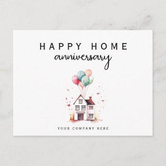 Happy Home Anniversary Watercolor House Realty Postcard