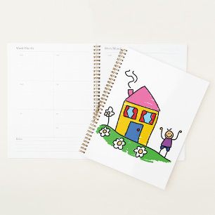 Happy Home Colourful House and Stick Figure  Planner