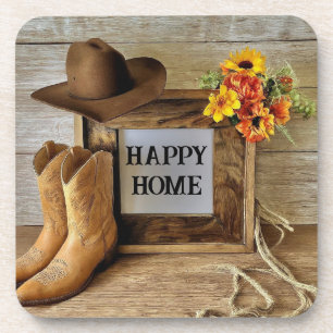 Happy Home Cowgirl Cowboy Style With Cowboy Boots  Coaster