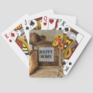 Happy Home Cowgirl Cowboy Style With Cowboy Boots Playing Cards