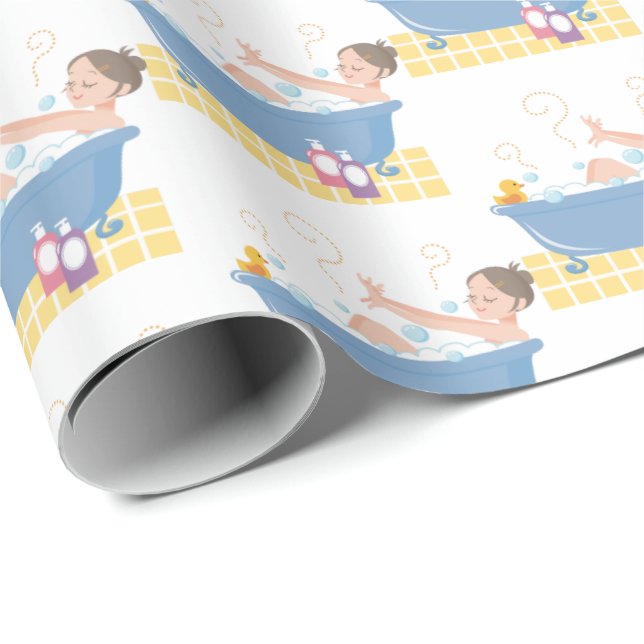 Happy Home Spa Day - woman in bath tub Wrapping Paper (Roll Corner)