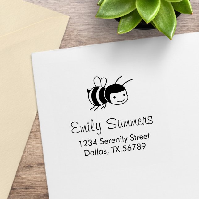Happy Honey Bee Address Rubber Stamp (Creator Uploaded)