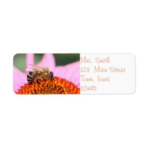 Happy honey bee return address label