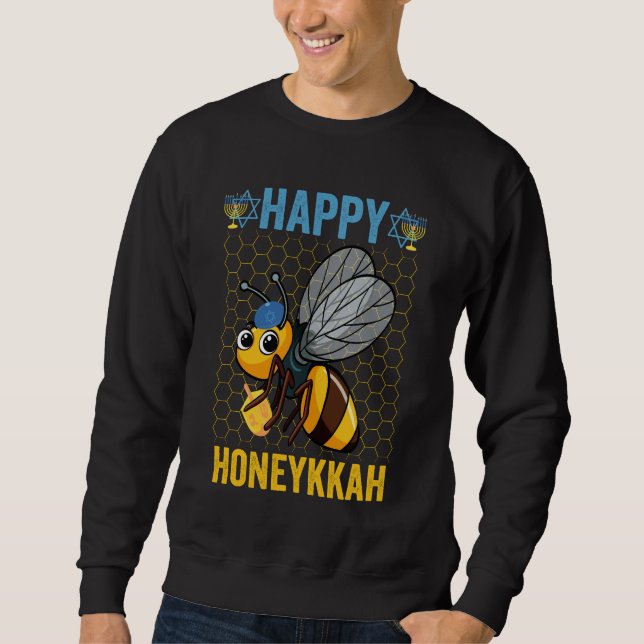 Happy Honeykkah Funny Hanukkah Honey Bee Gift  Sweatshirt (Front)