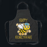 Happy Honeykkah Honey Bee Hanukkah Jewish  Apron<br><div class="desc">bee Hanukkah pun,  honey bee humour,  Hanukkah 2025,  cute Jewish theme,  menorah and honey,  happy Hanukkah play on words,  Jewish holiday 2025,  festive pun</div>