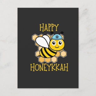 Happy Honeykkah Honey Bee Hanukkah Jewish Invitation Postcard