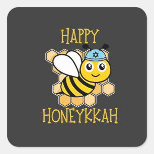 Happy Honeykkah Honey Bee Hanukkah Jewish Square Sticker