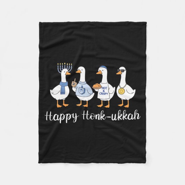 Happy Honk-ukkah Hanukkah Silly Goose Women Men Ki Fleece Blanket (Front)