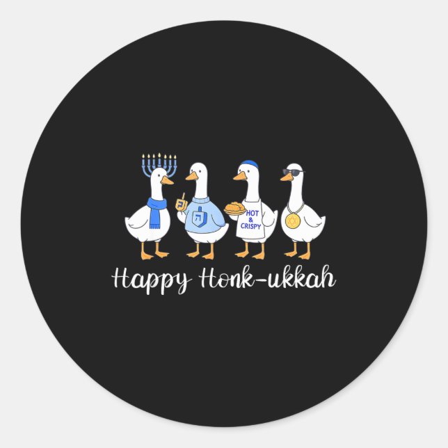 Happy Honkukkah Hanukkah Funny Chanukah Jewish Fes Classic Round Sticker (Front)