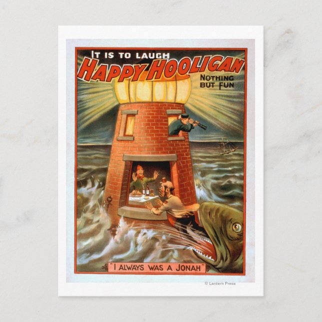 Happy Hooligan Lighthouse and Jonah Play Postcard (Front)