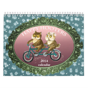 Happy hooters Owls funny seasons customisable 2014 Calendar