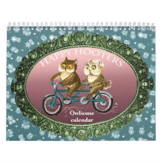 Happy hooters Owls funny seasons customisable Calendar
