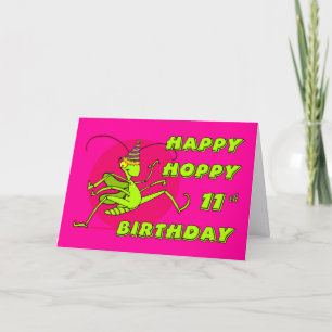 Happy Hoppy 11th Birthday with Grasshopper  Card
