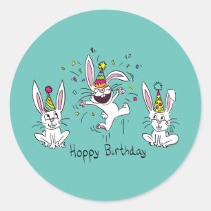 Happy Hoppy Birthday Bunny Rabbits Stickers