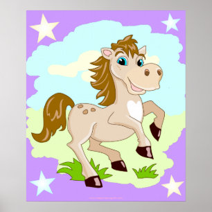 Happy Horse Cartoon Poster