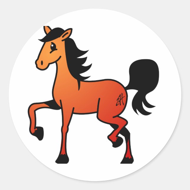 Happy Horse Classic Round Sticker (Front)