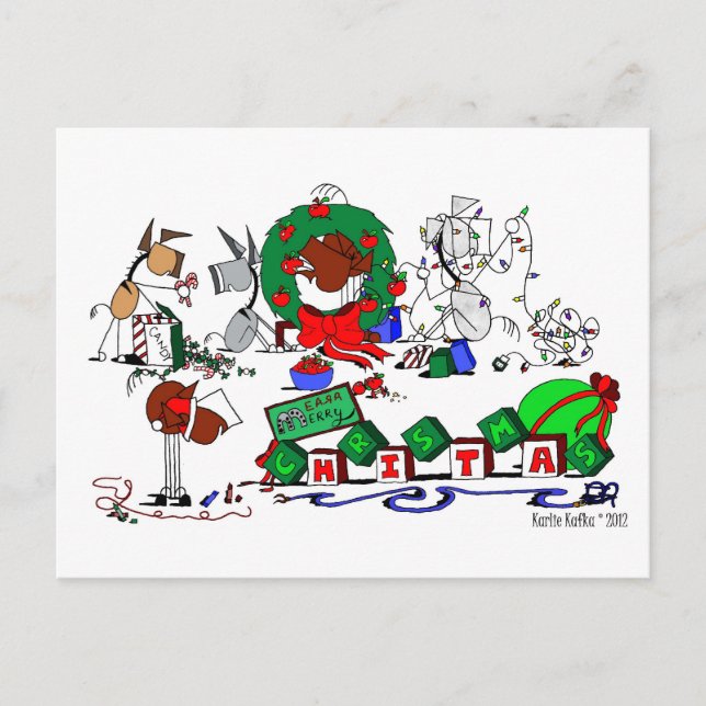 Happy Horse Farms Cartoon Christmas Postcard (Front)