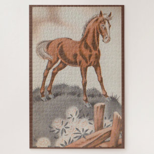 happy horse in brown jigsaw puzzle