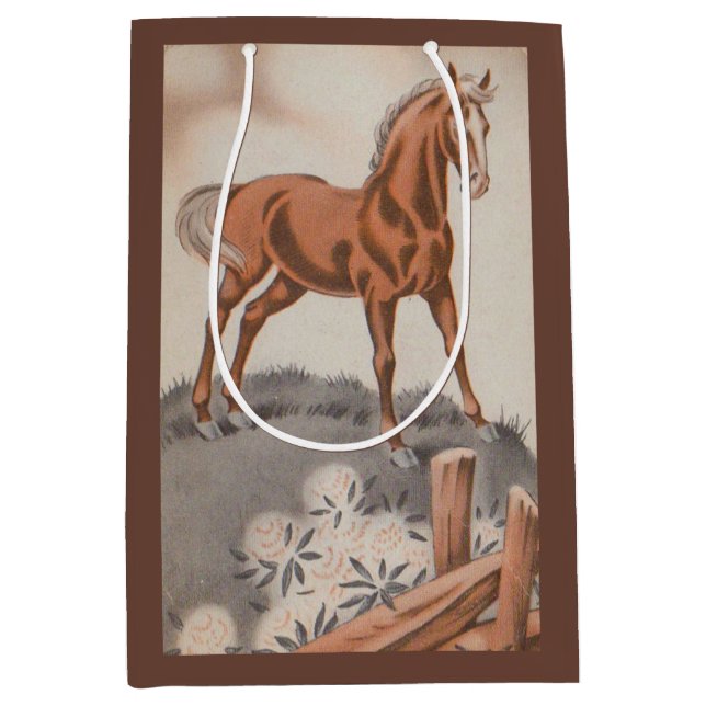 happy horse in brown medium gift bag (Front)