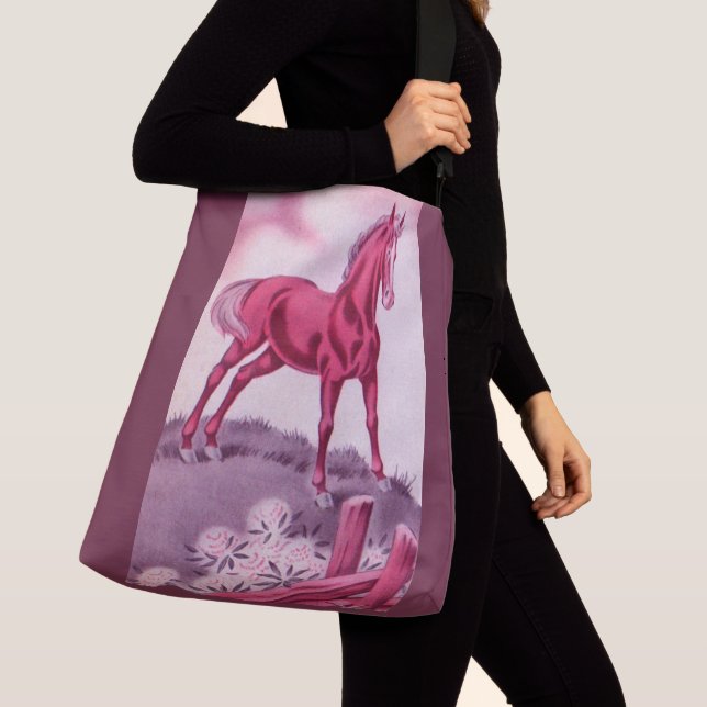 happy horse in pink crossbody bag (Close Up)