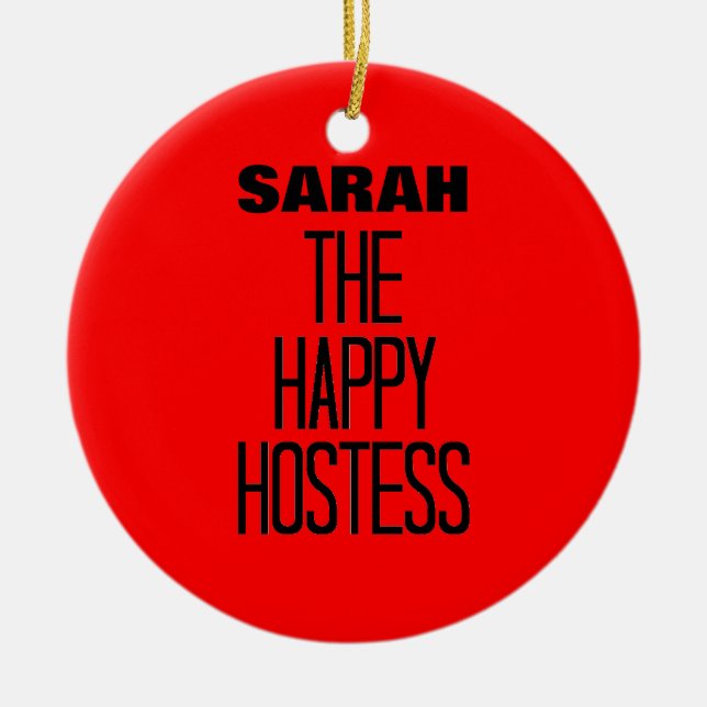 Happy Hostess Ceramic Tree Decoration (Front)