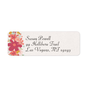 Happy Hot Pink Flower Splash Return Address Label