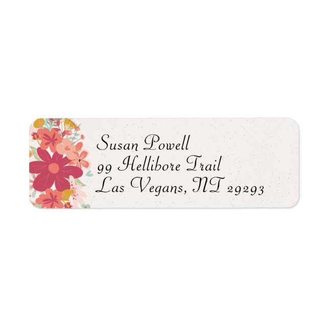 Happy Hot Pink Flower Splash Return Address Label (Front)