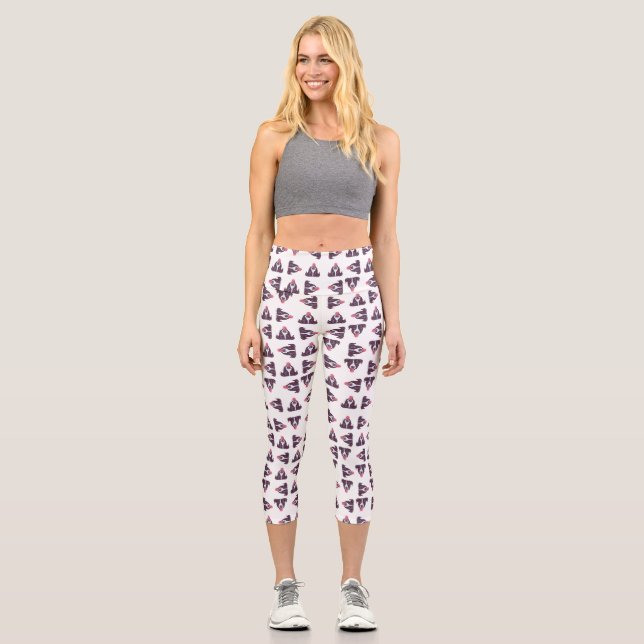 Happy Hound Funny Cute Dog Pattern Capri Leggings (Front)