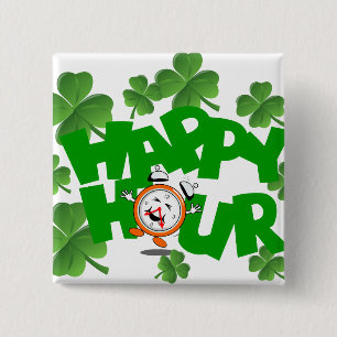 Happy hour 15 cm square badge
