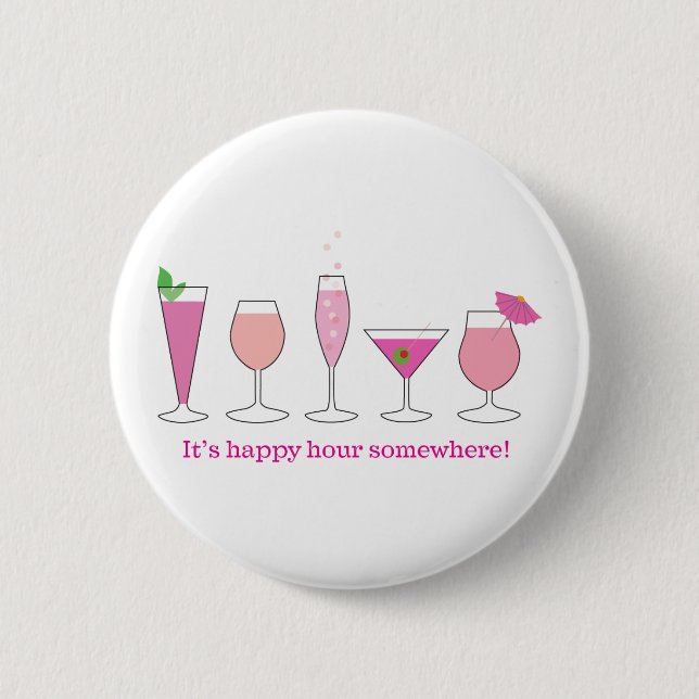 happy hour 6 cm round badge (Front)