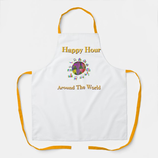 Happy Hour Around The World White  Apron (Front)