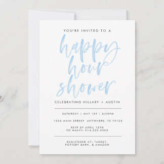 HAPPY HOUR BRIDAL SHOWER - LT BLUE INVITATION