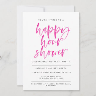 HAPPY HOUR BRIDAL SHOWER - PINK INVITATION