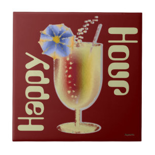 Happy Hour Cocktail Ceramic Tile