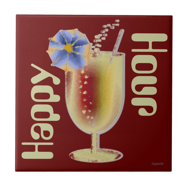 Happy Hour Cocktail Ceramic Tile (Front)